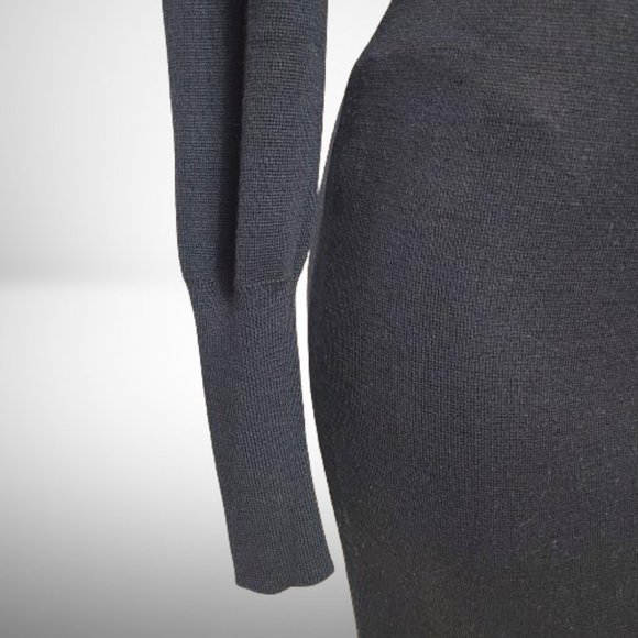 CLAUDE MONTANA STUNNING VINTAGE BLACK LONG SLEEVE TURTLENECK GOWN / DRESS - Picture 5 of 15